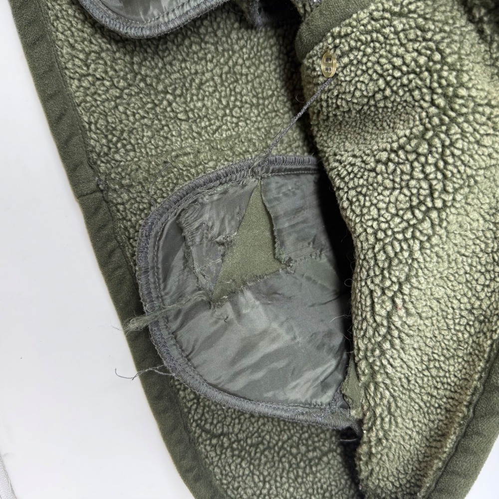 Orvis Womens Olive Green Faux Suede Sherpa Trim Button Front Jacket Small FLAW - Picture 6 of 9